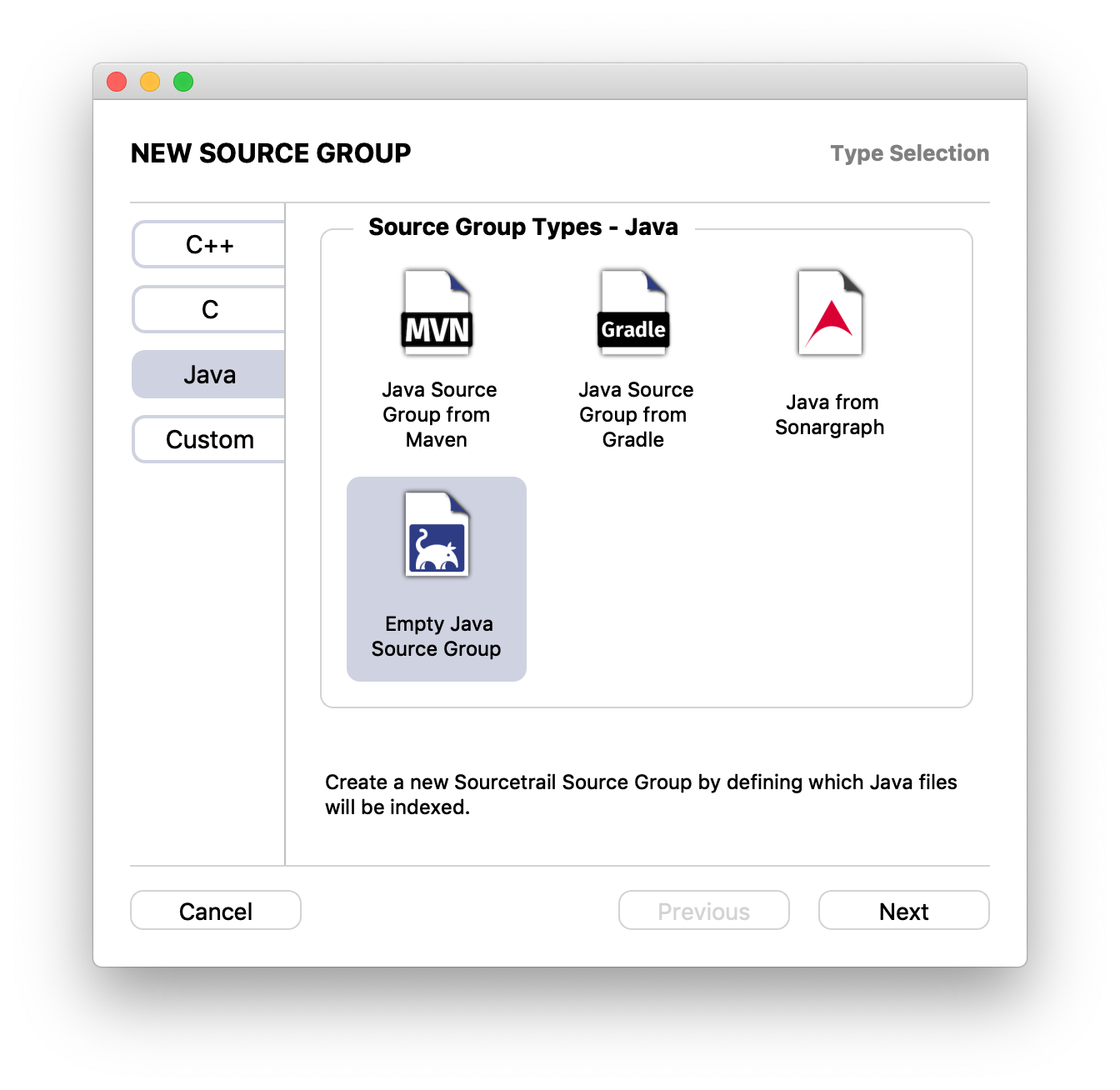 Project Setup Wizard Start Java Empty