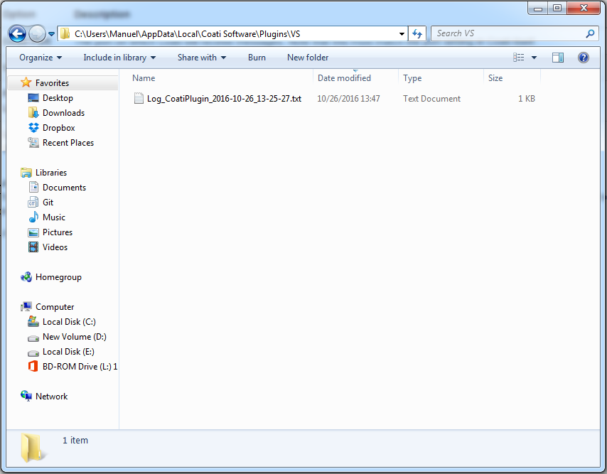 VS Log Folder "VS Log Folder"