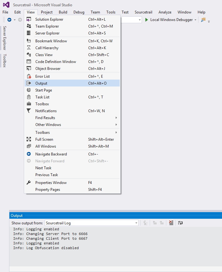 VS Output Window "VS Output Window"